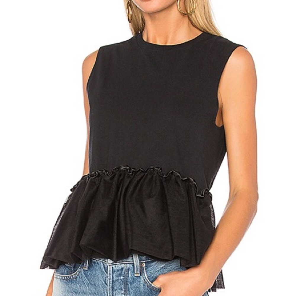 Harvey Faircloth Chic Black Sleeveless Peplum Blouse
